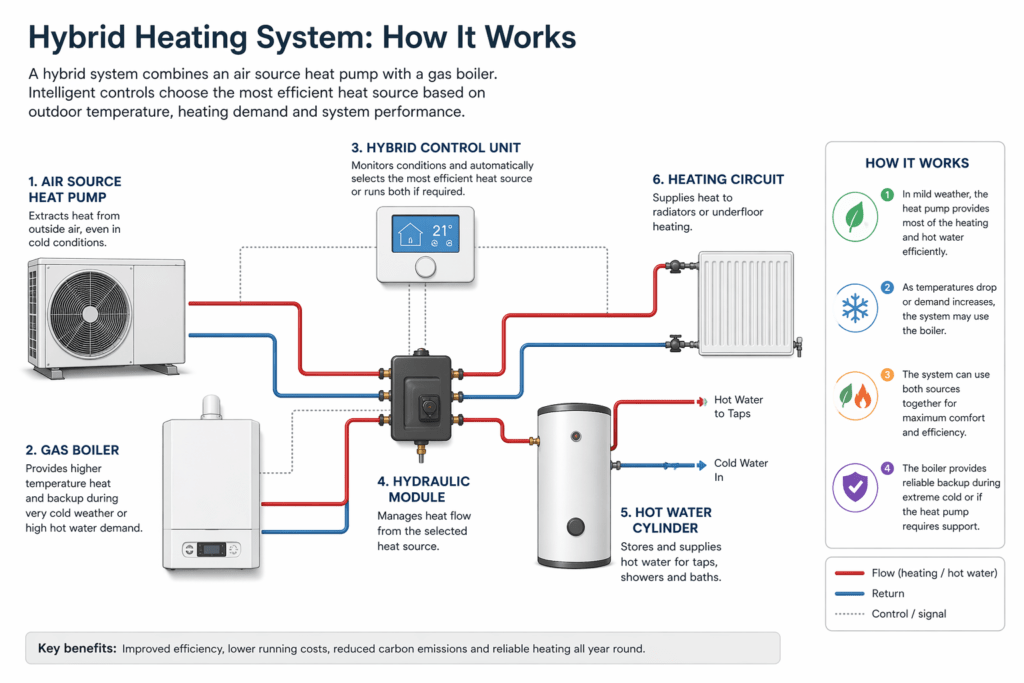 Hybrid heating infographic